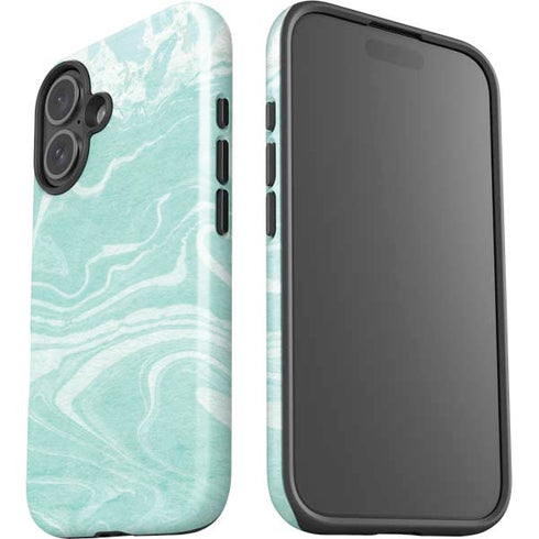 Mint Marbling iPhone 16 Plus Impact Case